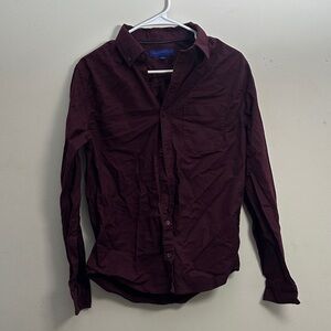 Aeropostale Men's Dark Maroon Button Down Shirt